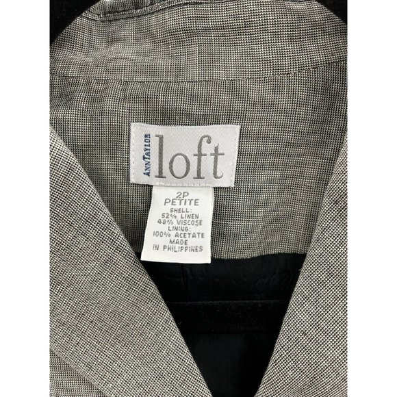 Ann Taylor Loft Womens Suit Jacket Blazer Gray Notch Lapel Pockets Petites 2P - Picture 8 of 8